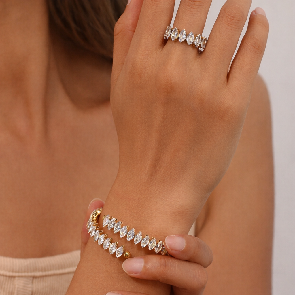 Schmuck-Set Water Droplets - Ring und Armreif