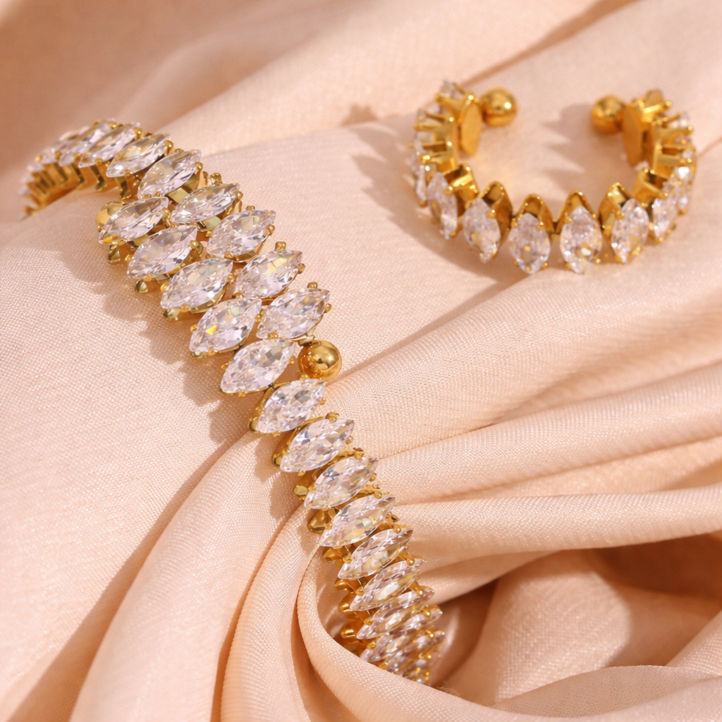Schmuck-Set Water Droplets - Ring und Armreif