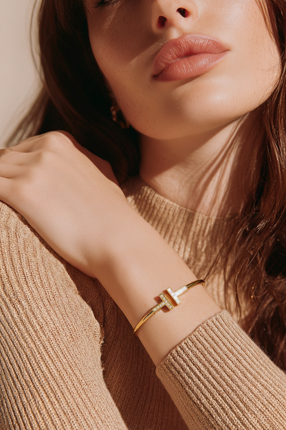T-Armband Strass / Perlmutt