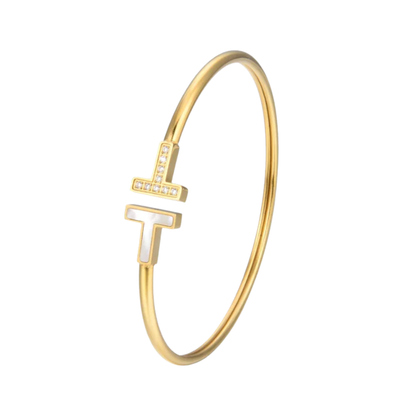T-Armband Strass / Perlmutt